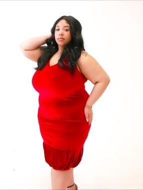 Red V-Neck Sleeveless Bodycon Dress